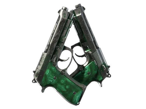 Dual Berettas | Polished Malachite (Battle-Scarred)
